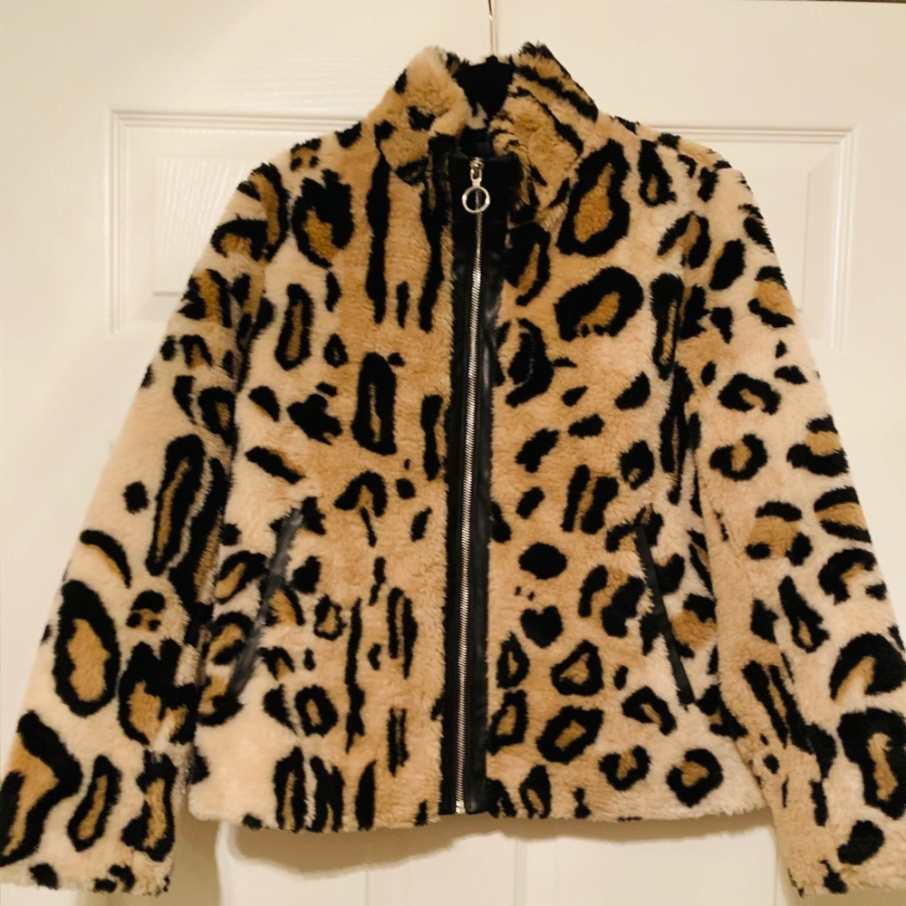 Leopard Print Faux Fur Coat